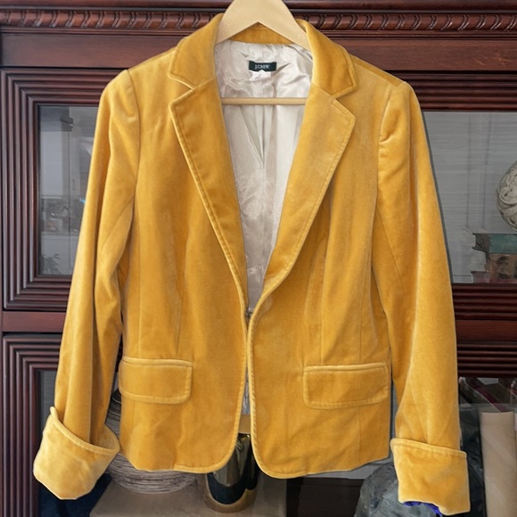 J. Crew Jackets & Coats J Crew Yellow Velvet Ecole Blazer Poshmark